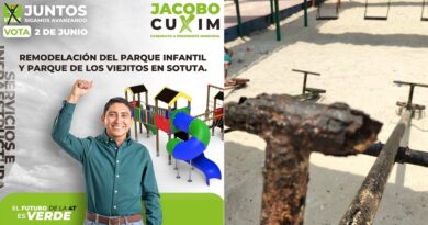 Jacobo Cuxim sólo entiende a periodicazos: por fin ve el abandono del parque infantil de Sotuta