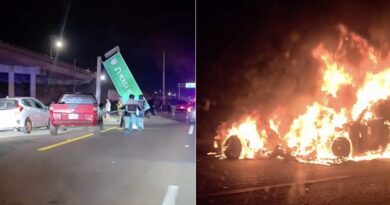 Dos jóvenes mueren en arrancones en la Mérida-Progreso: choca su auto, se parte en dos y se incendia