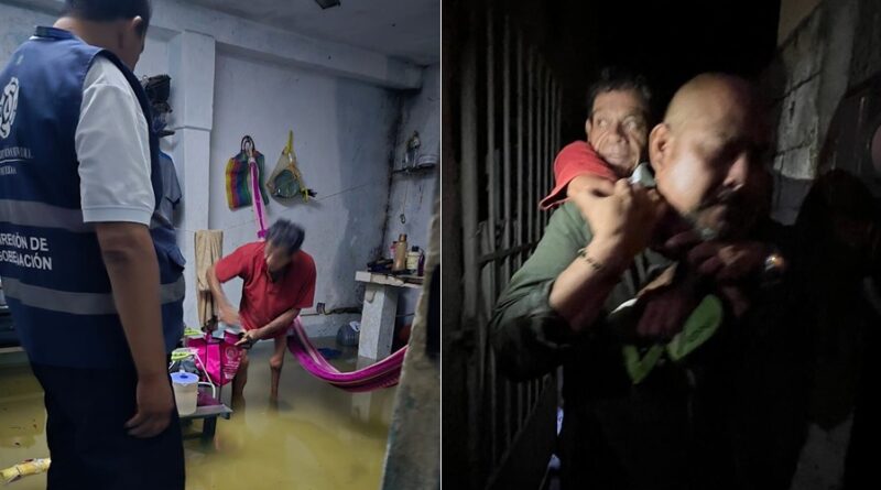Protección Civil de Mérida rescata a un adulto mayor afectado por la inundación en la Mulsay