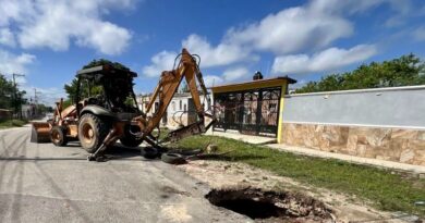 El Ayuntamiento de Kanasín cubre una cueva a un costado de una calle en Cerritos Mulchechén