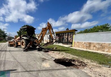 El Ayuntamiento de Kanasín cubre una cueva a un costado de una calle en Cerritos Mulchechén